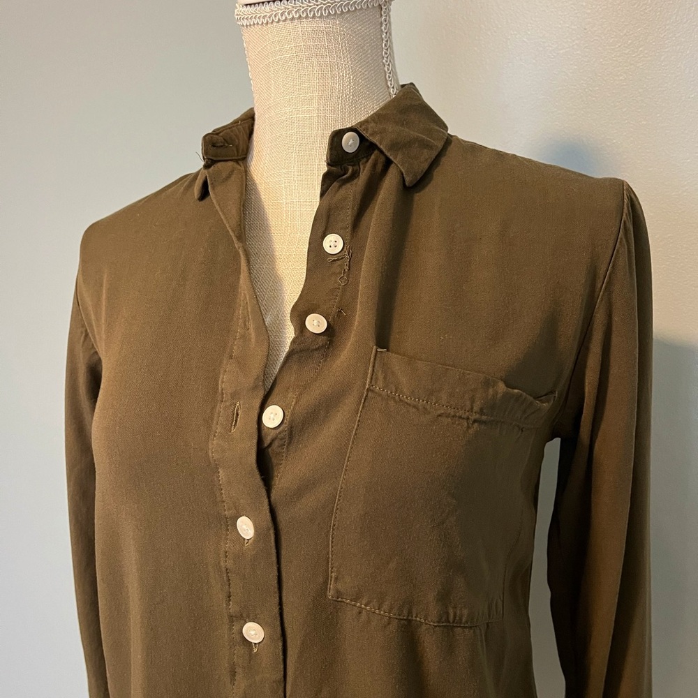 XXS Frank And Oak green button up shirt